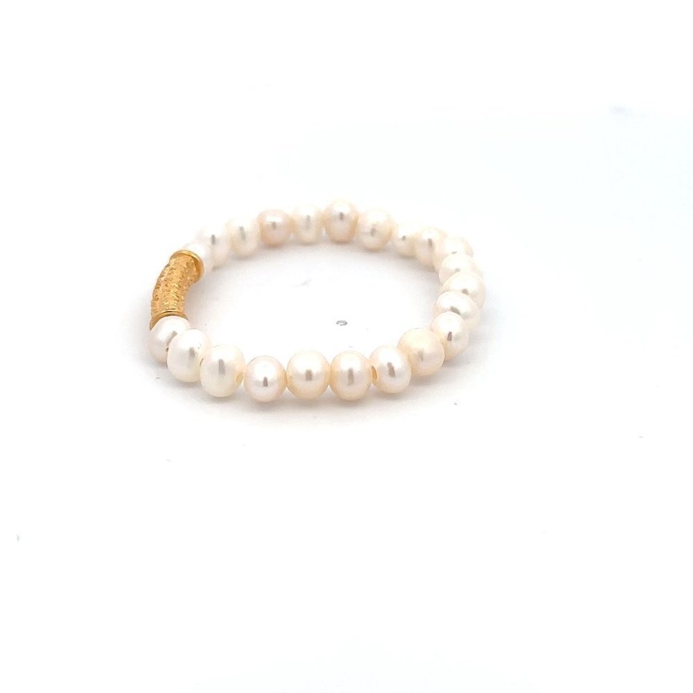 18K Gold Tube Lucky Charm Bracelet Gemstones June Birthstones Pearl 6mm - Picture 3 of 5